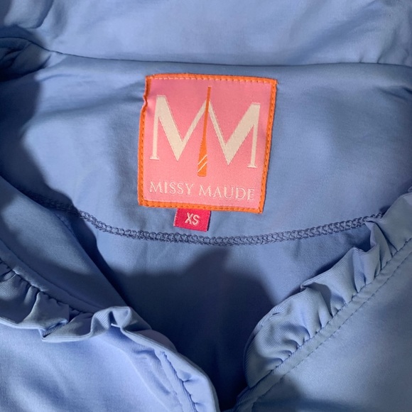 Missy Maude  Blue Ruffle Neck Shirt - Picture 5 of 5